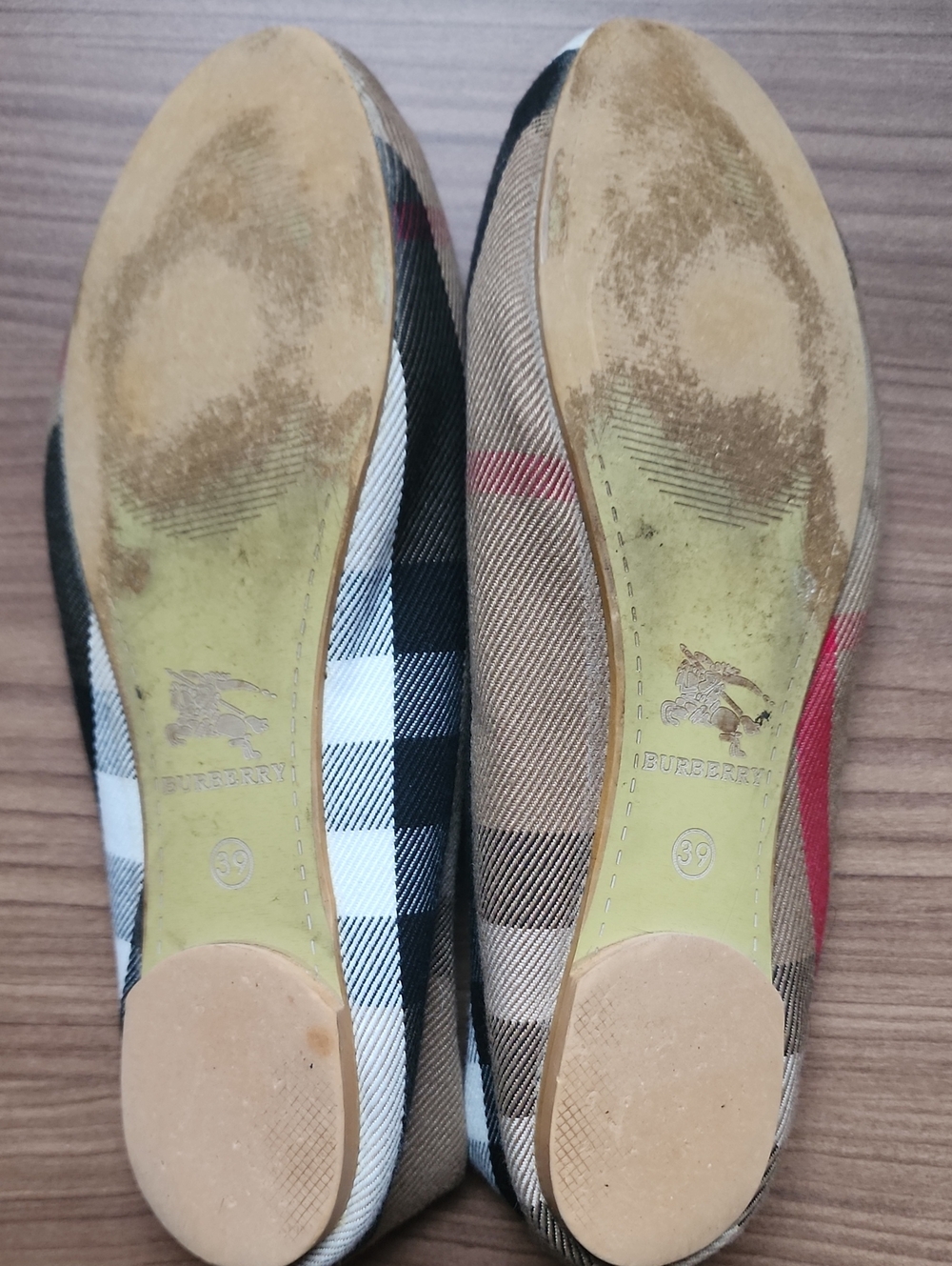 Burberry Tan Plaid & Black Plaid Logo Ballet Flats - Picture 2 of 11